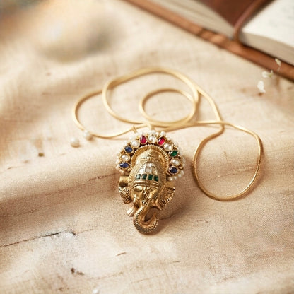 Ganesha Gold Plated Pendant Chain