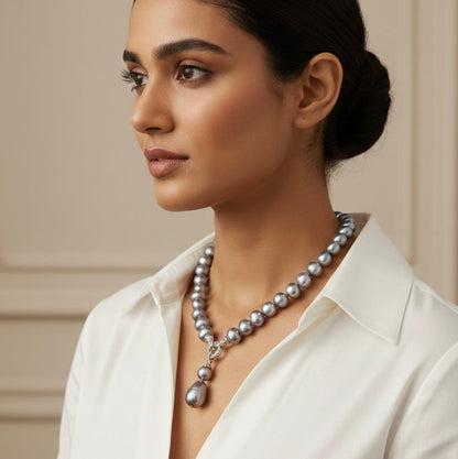 Aarohi Grey Pearl Necklace