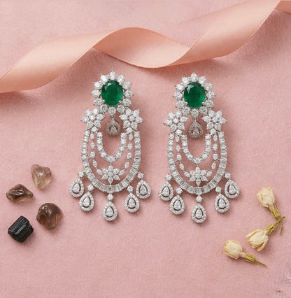 Raina Emerald Coloured Earrings
