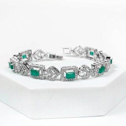 Green Stone Studded Tennis Bracelet