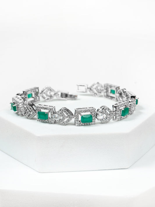 Green Stone Studded Tennis Bracelet