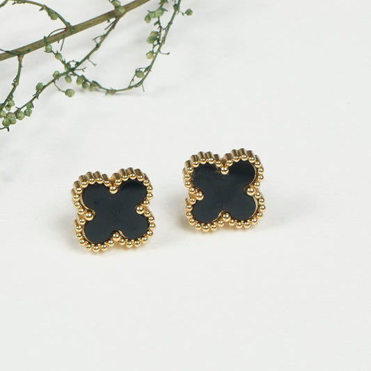 Black Enamel Stud Earrings