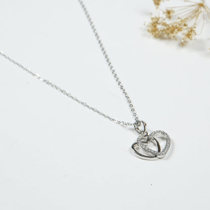 Heart Overlap Pendant Necklace Set