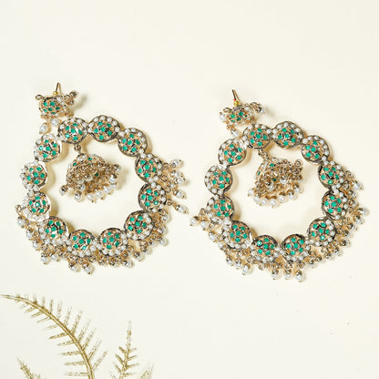 Green Stone Jadau Earrings