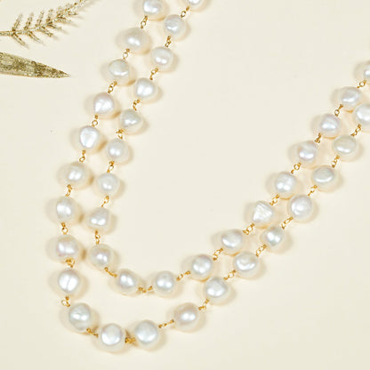 Double Line Wired Pearl Necklace