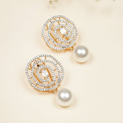 Gold Toned Zirconia Earrings