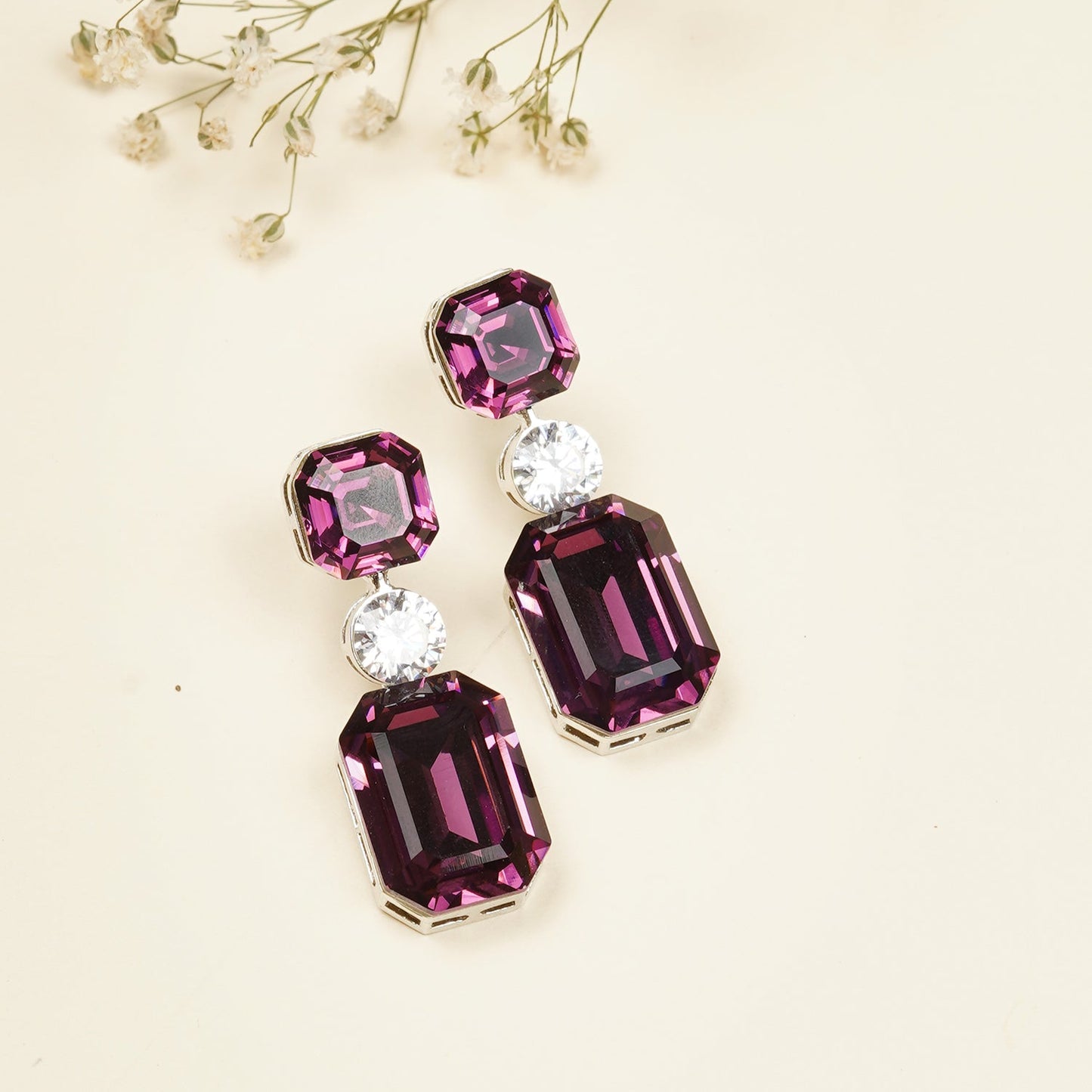 Purple Toned Swarovski Earrings