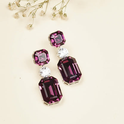 Purple Toned Swarovski Earrings