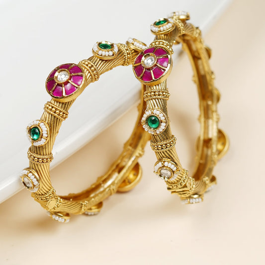 Antique Coloured Stone Studded bangles