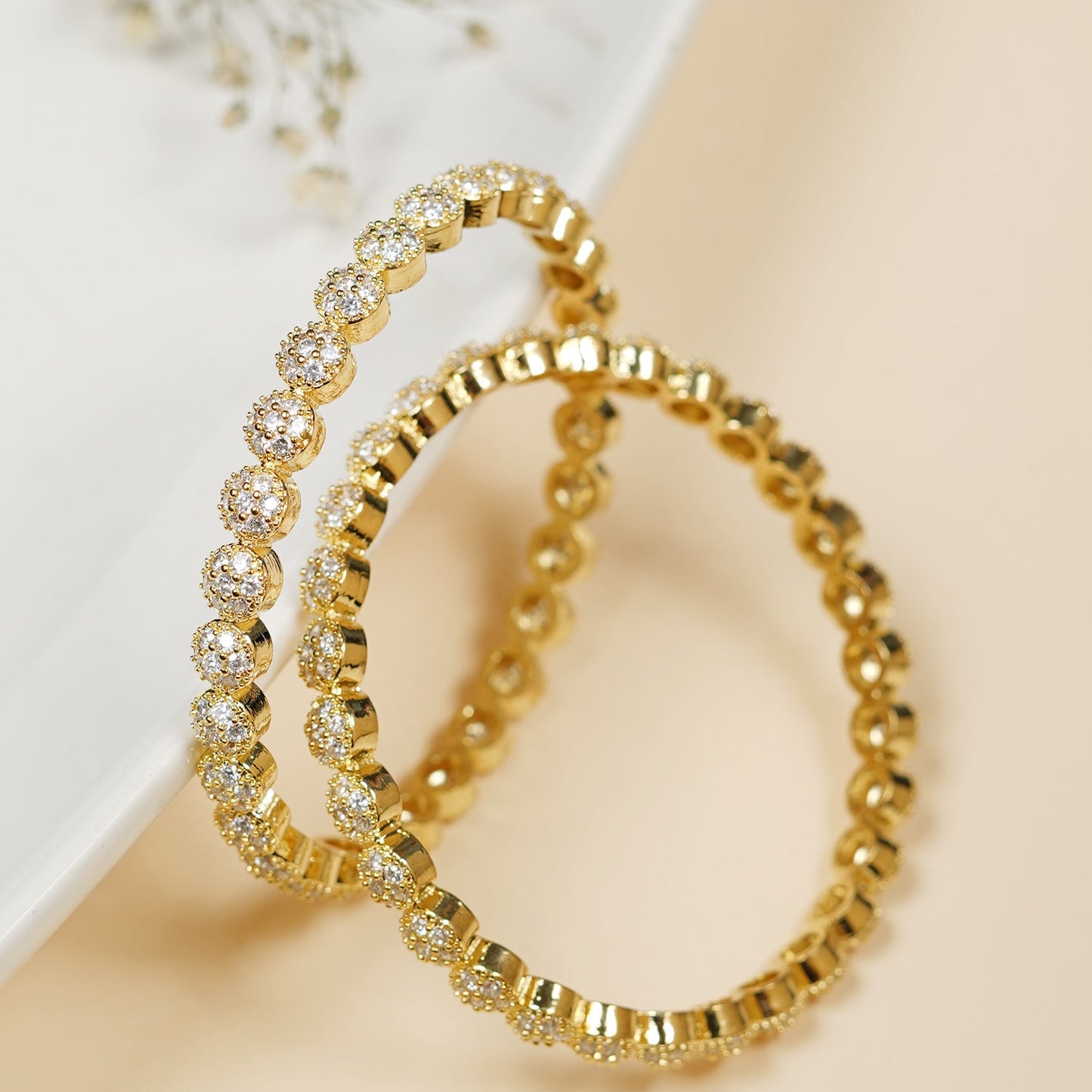 Ruby gold plated zirconia bangle