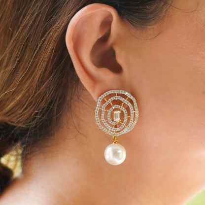 Gold Toned Zirconia Earrings