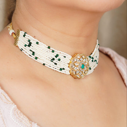 Wasabi Green Kundan Choker