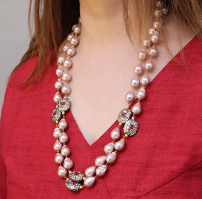 Rosegold Marcasite Balls Necklace