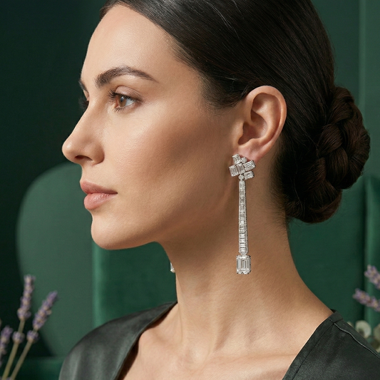 Evika Baguette dangler earrings