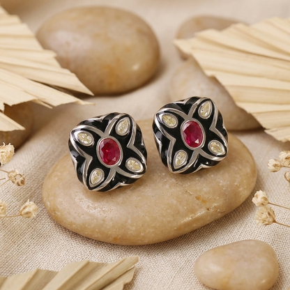 Black Stone Studded Earrings