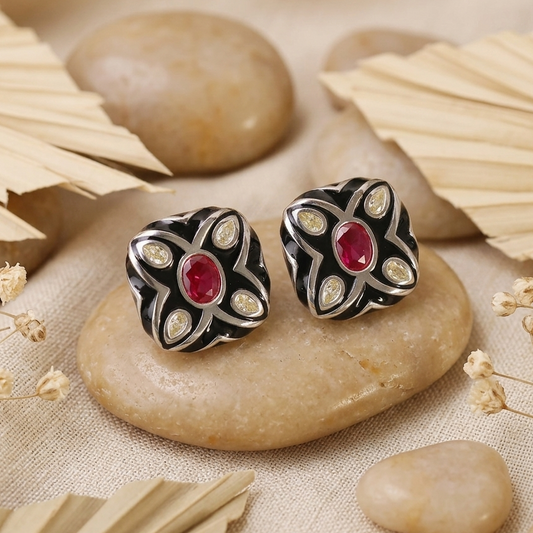 Black Stone Studded Earrings