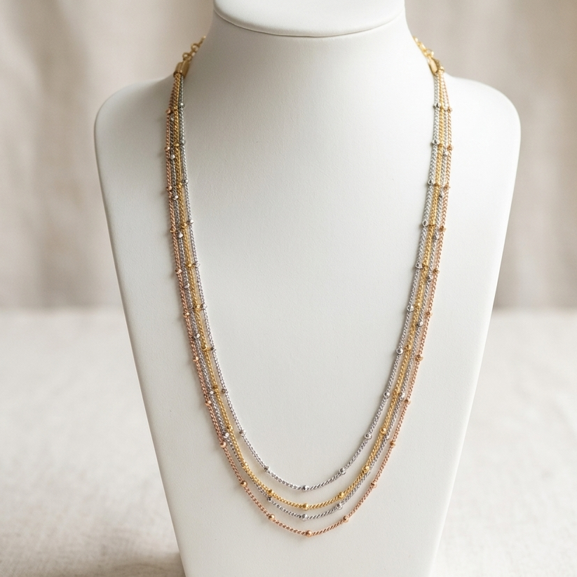 Three Tone Chain Necklace