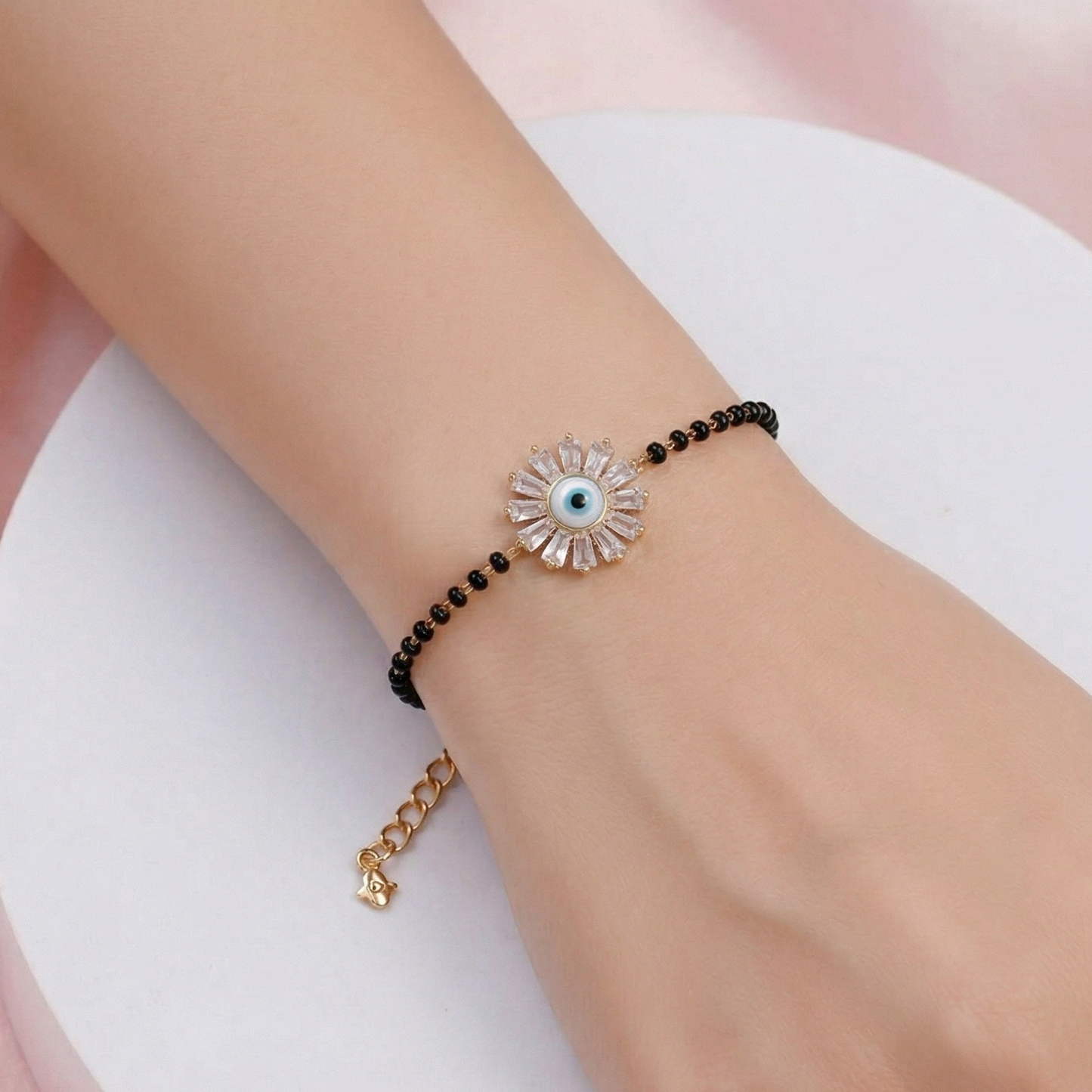 Black Beads Evil Eye Bracelet