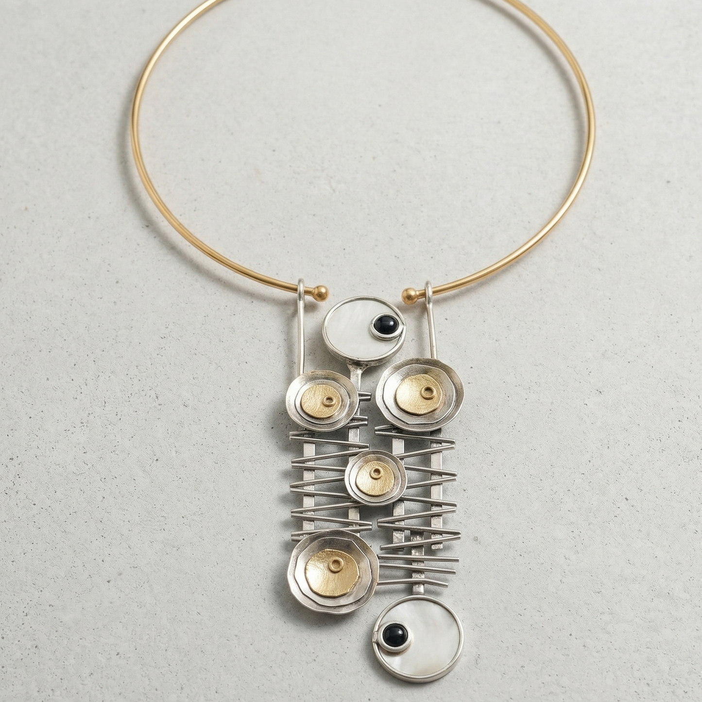 Gold Plated Turquoise Stone Statement Necklace