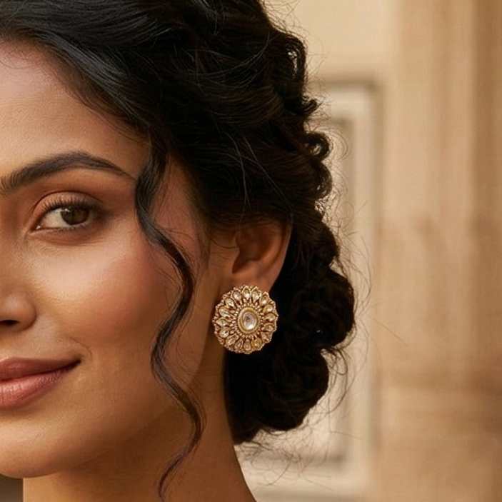 Akhila Polki Stud Earrings