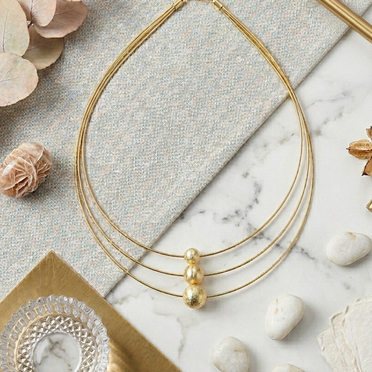 Jenny Gold Beads Layered Modern Necklace