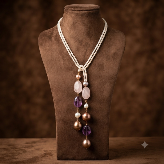 Mystic Coloured white  Tie Drop necklace