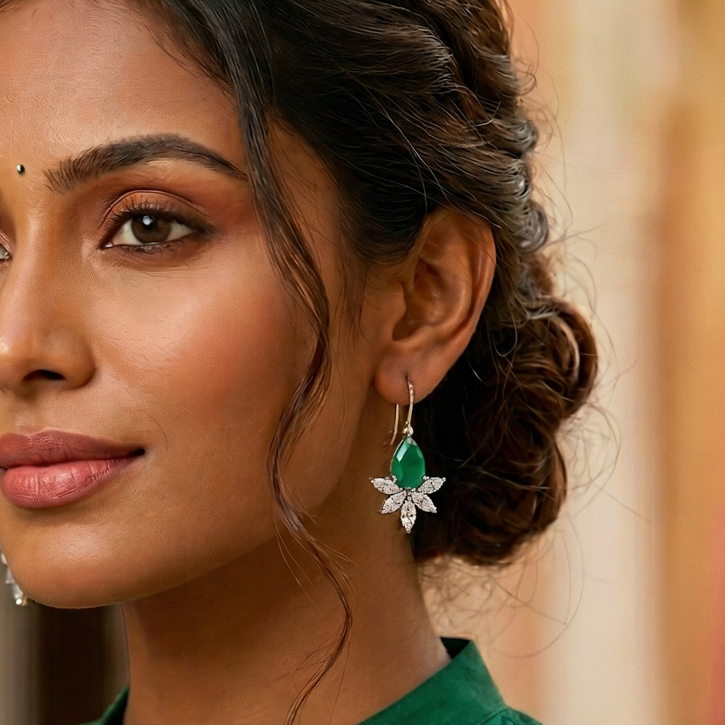 Green Hoop Style earrings
