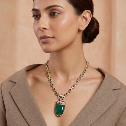 Zara Emerald Colour Necklace Set