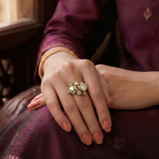 Lotus Polki Ring