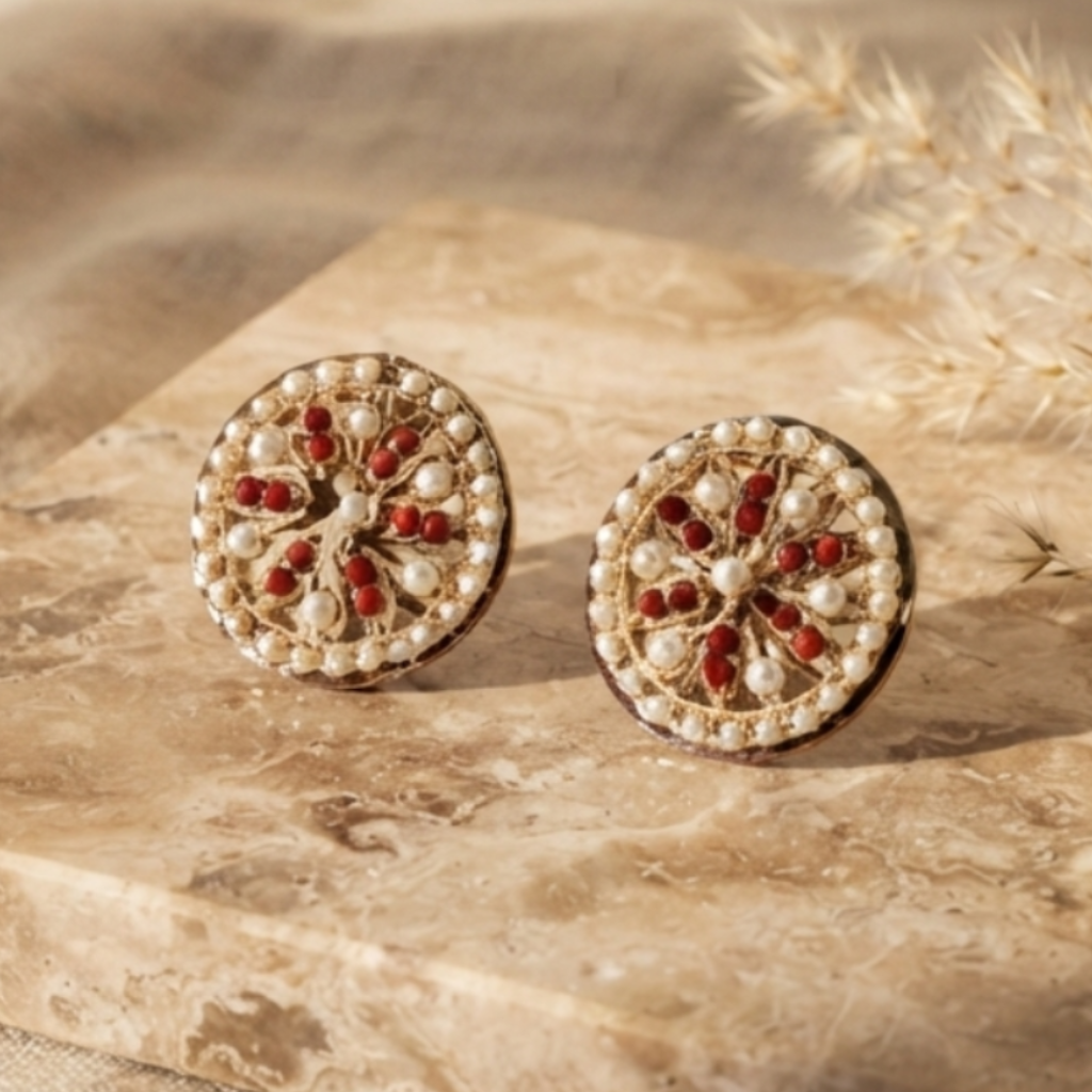 Vibrant Ruby Jadau Stones Earrings