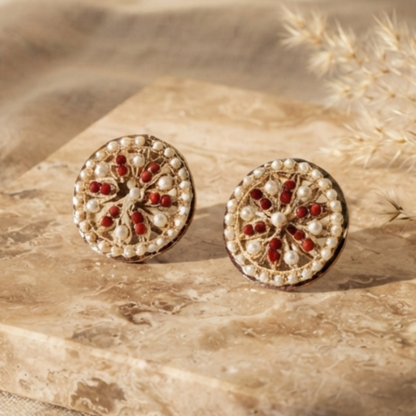 Vibrant Ruby Jadau Stones Earrings