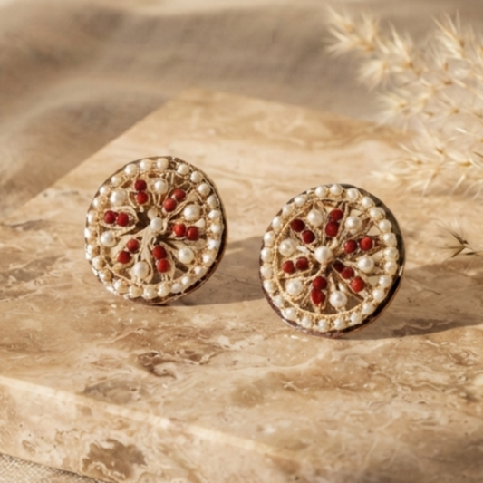 Vibrant Ruby Jadau Stones Earrings