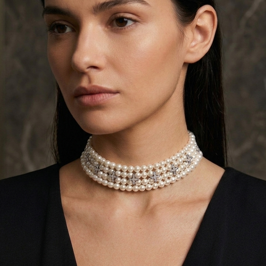 Four layers pearl mala necklace