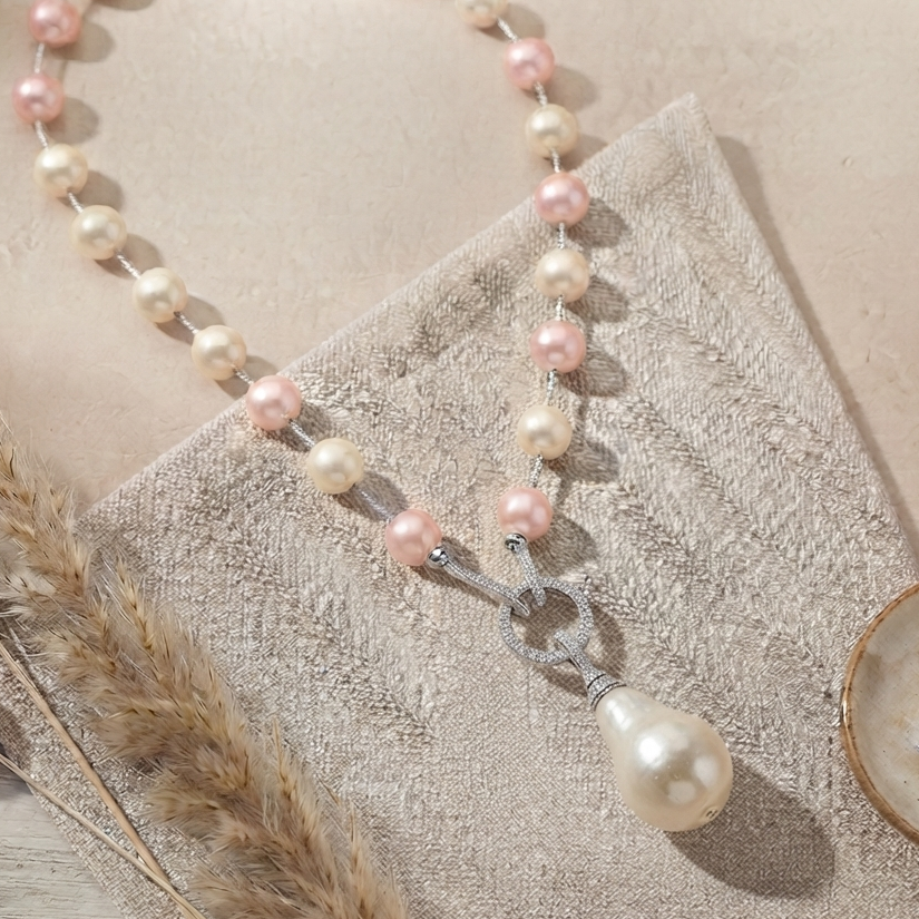 Pastel Pink Drop Necklace
