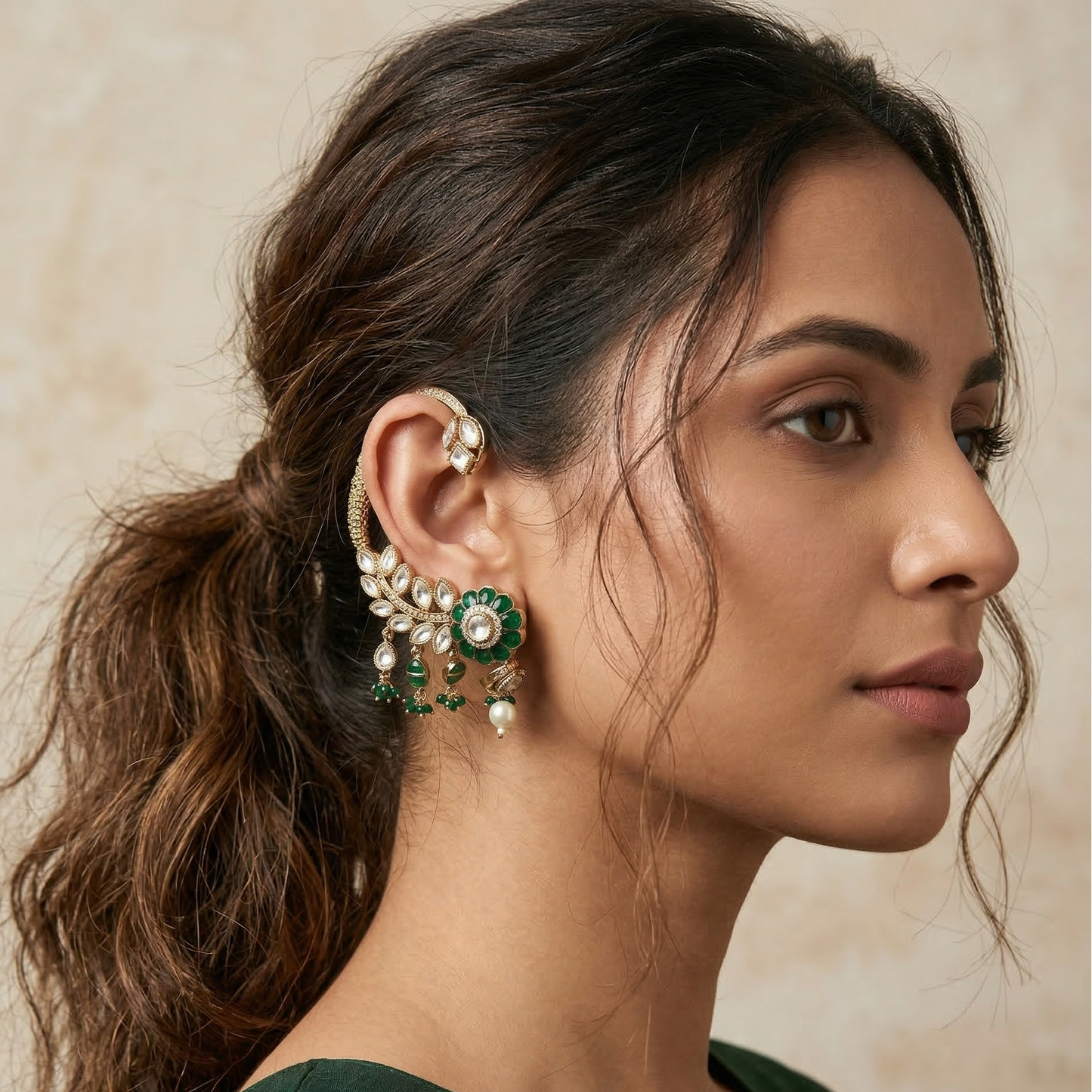 Green Kanful Earrings