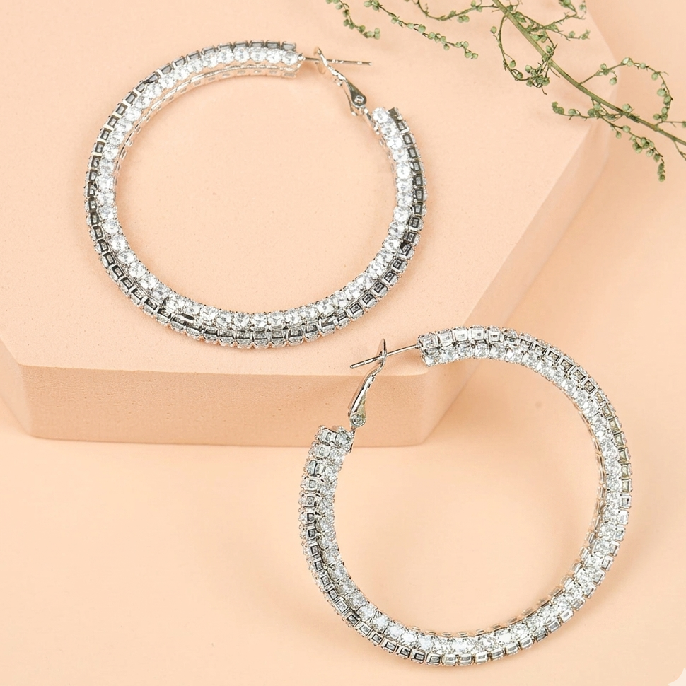 Tulip Zirconia Hoop Earrings