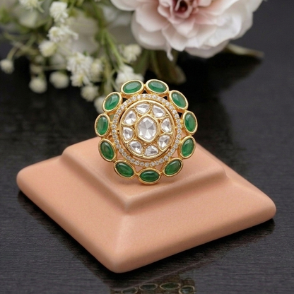 Green Polki Ring