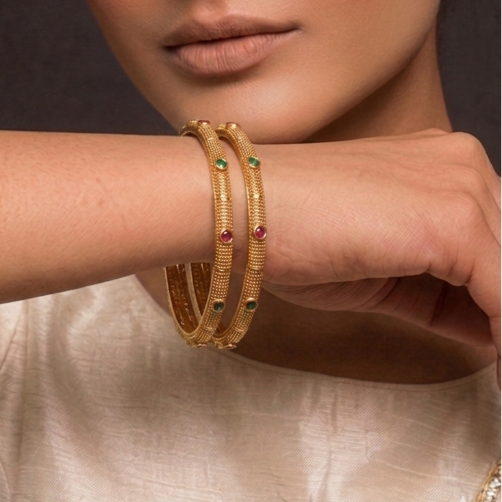 Avani Stone Studded Antique Bangles