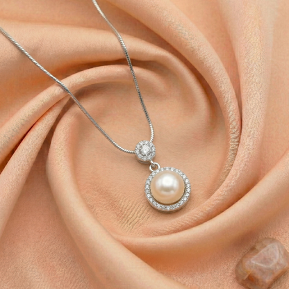 zirconia and pearl pendant set