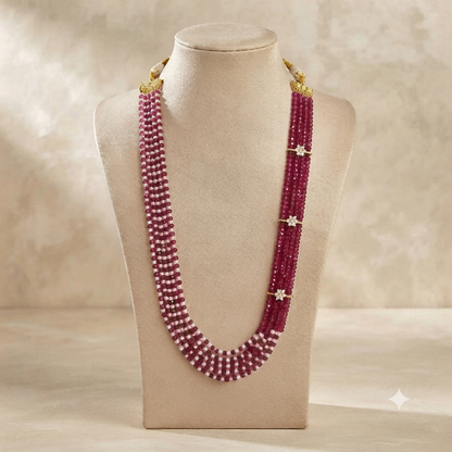 Royal Ruby Pearl Multi-Strand Necklace