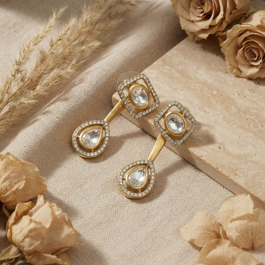 Antique Finish Polki Earrings