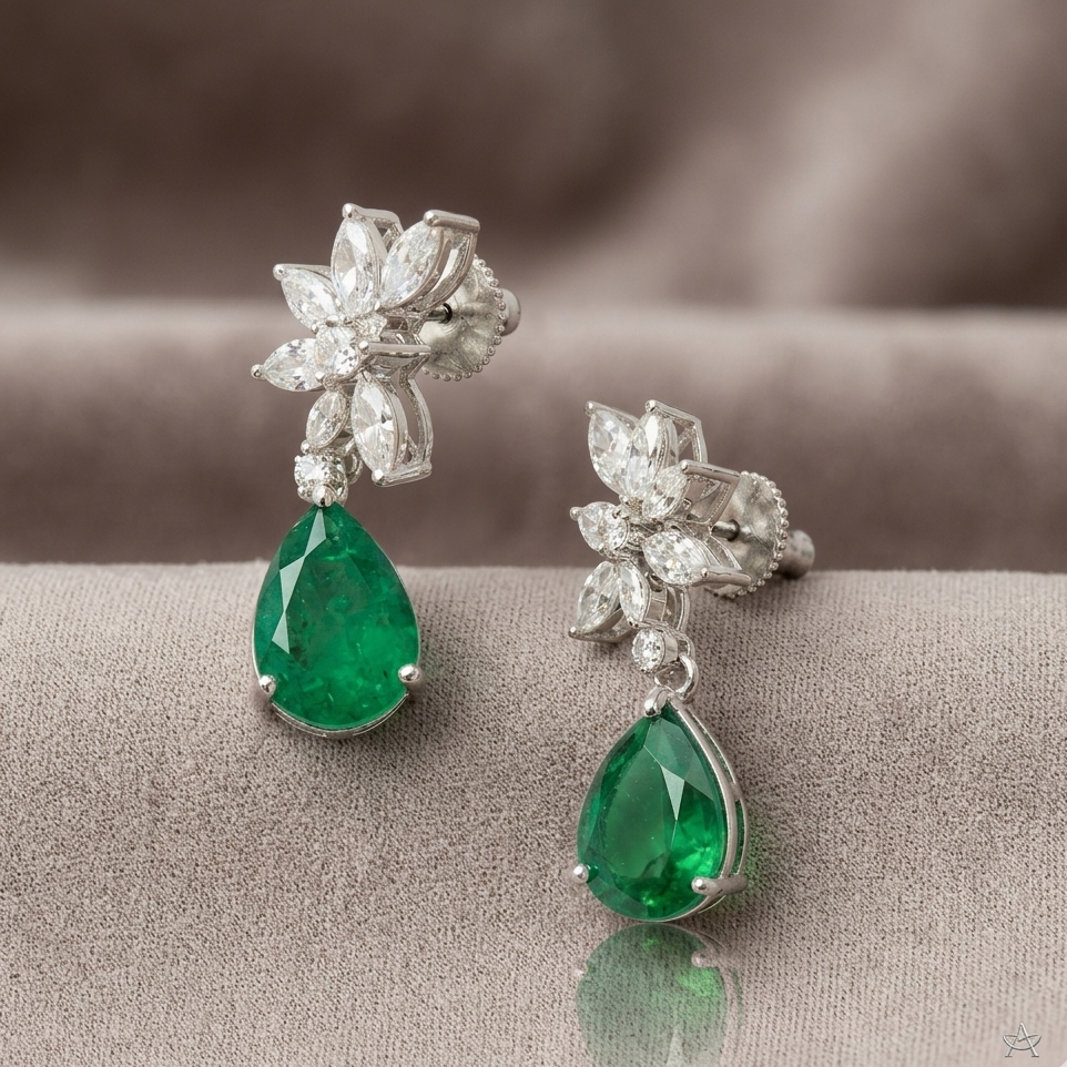 Nikita Zirconia emerald Drop Earrings