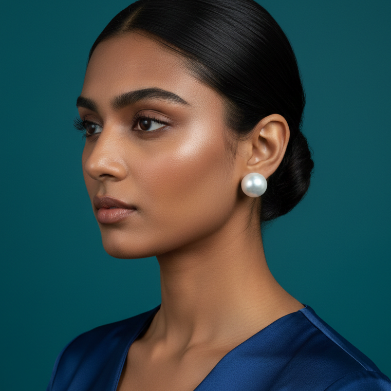 18mm White Pearl Studs