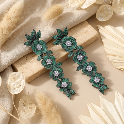 Tiana Zirconia Green Dangler Earrings