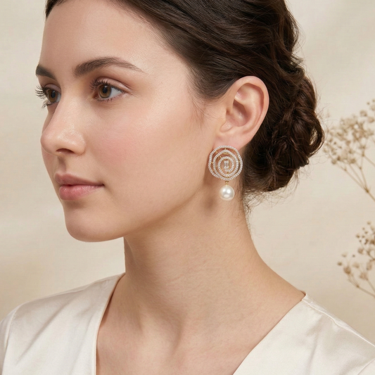 Gold Toned Zirconia Earrings