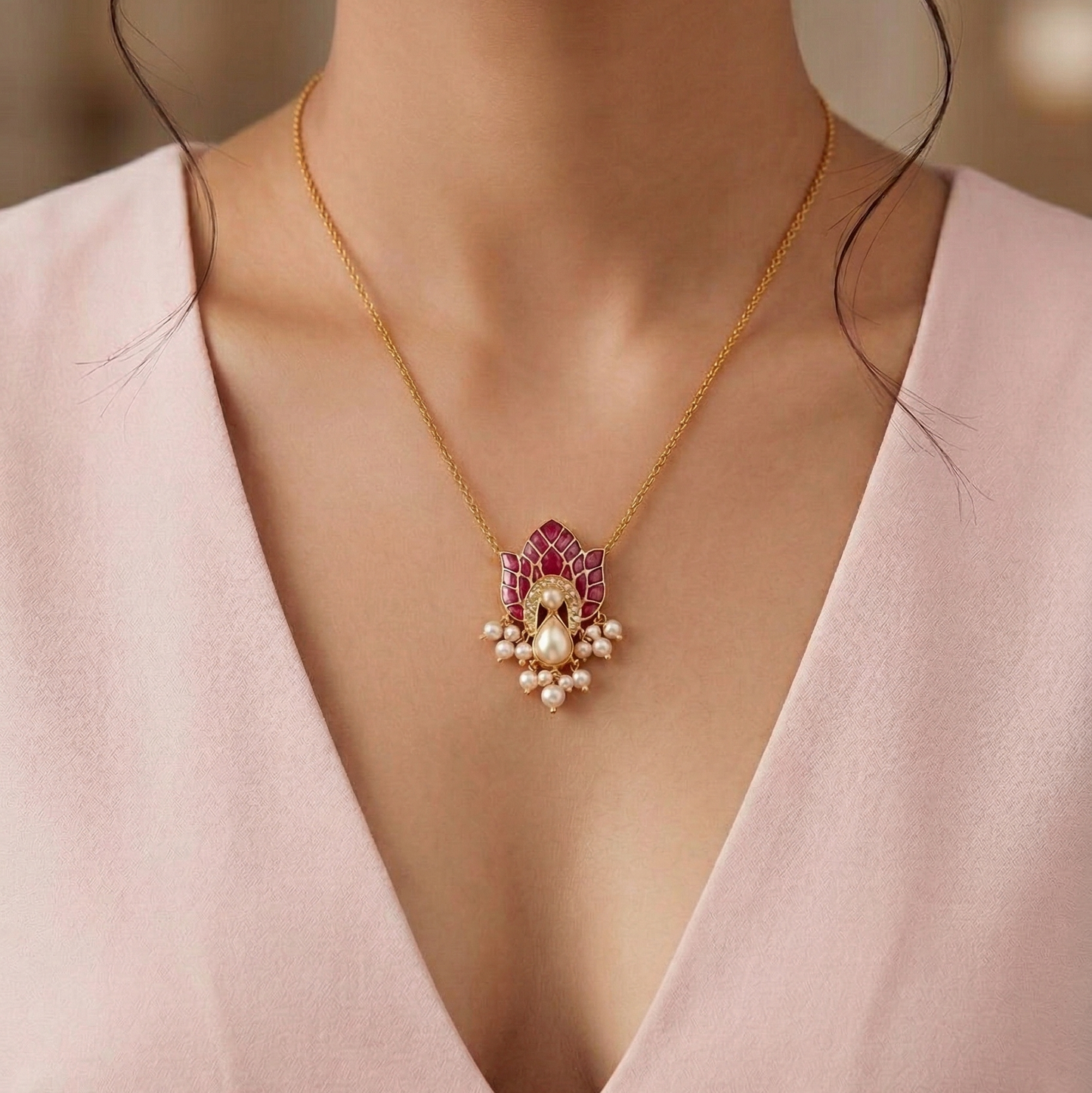 PEACOCK RUBY PENDANT SET