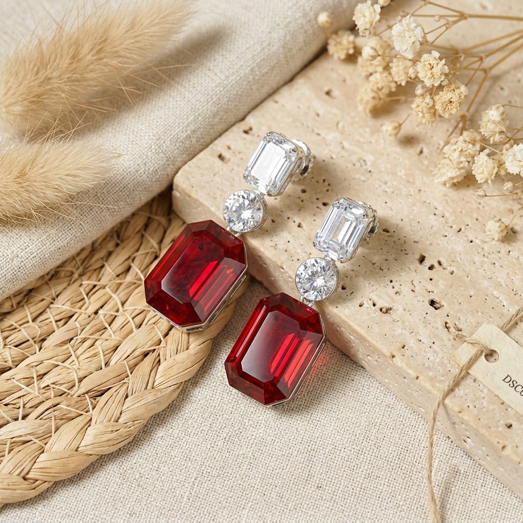 Ruby Toned Crystal Earrings