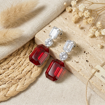 Ruby Toned Crystal Earrings
