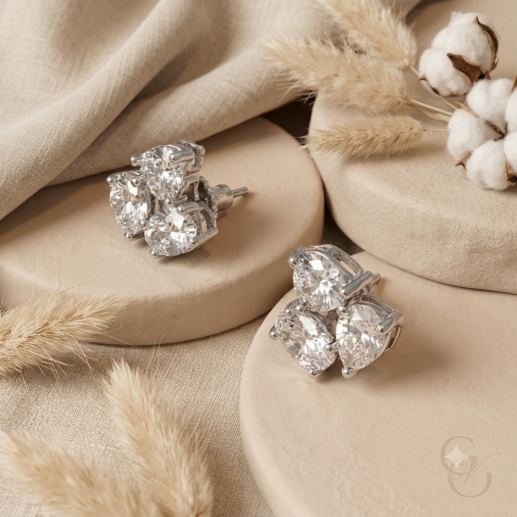 Unshaped Zirconia Stud  Earrings