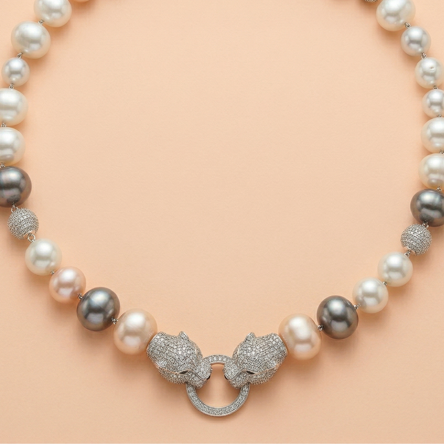 Panther Grey And White Necklace